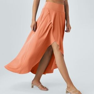 Breezeful high waisted high low ruffle 2 in 1 flows quick dry casual maxi skirt